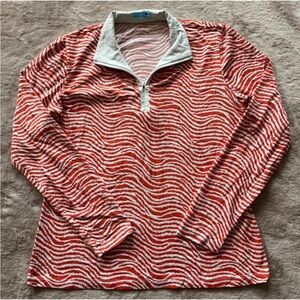 J McLaughlin‎ Women’s Orange White 1/4 Zip Pullover Size Medium
